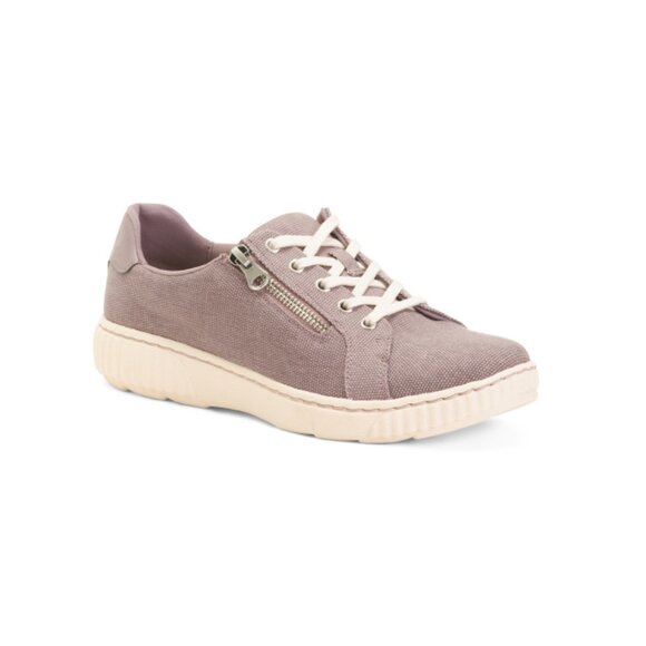 CLARKS Lilac Canvas Caroline Echo Zip Up Comfort Sneakers - Picture 1 of 2